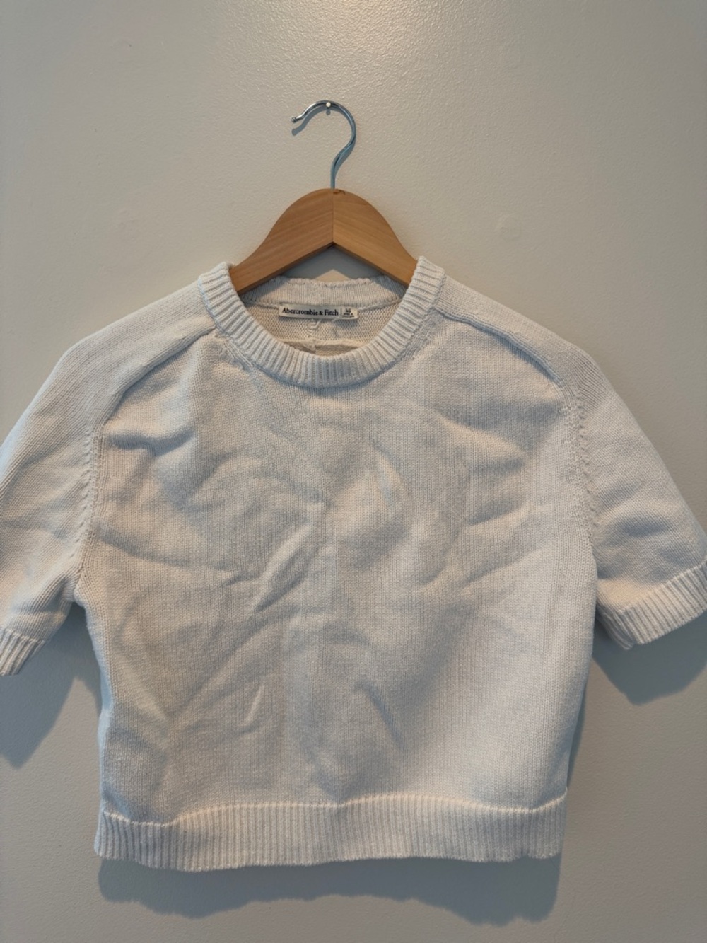 Abercrombie & Fitch Cream Short Sleeve Knit Top